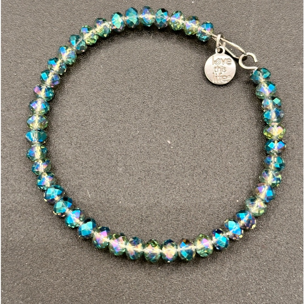 Love This Life Faceted glass bead bangle bracelet